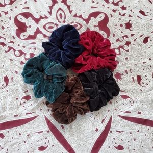 Jewel tone velvet scrunchies